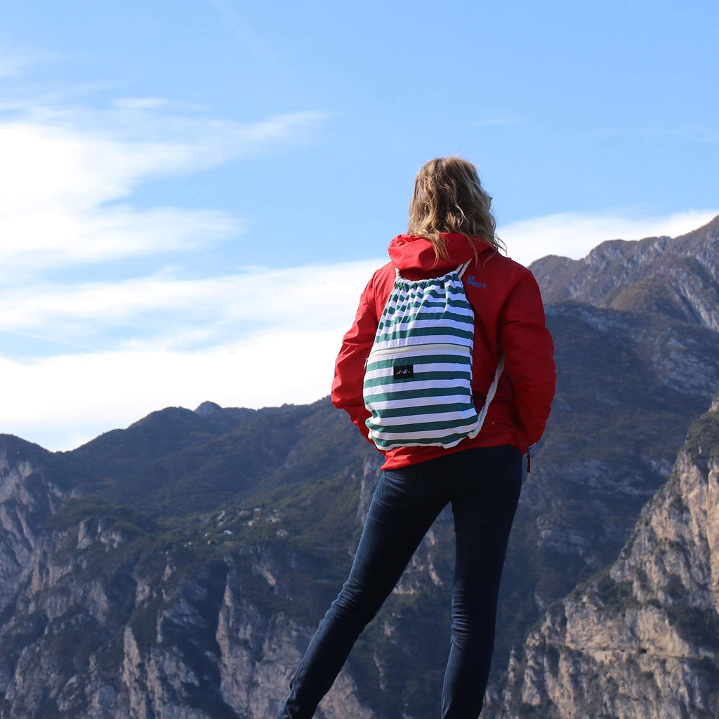 Santa Perago Turnbeutel grün-weiß mit Außentasche