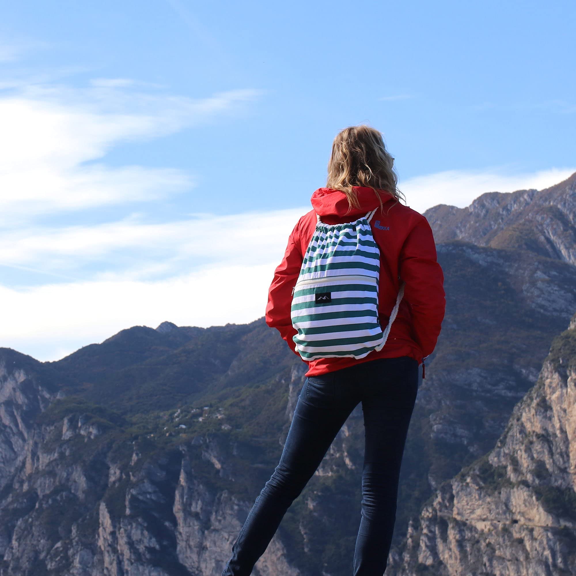 Santa Perago Turnbeutel grün-weiß mit Außentasche